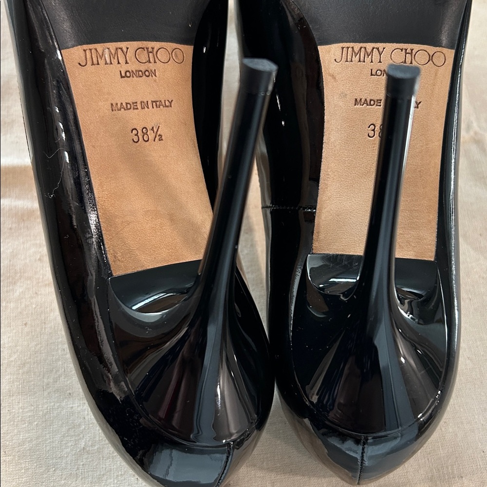 Jimmy Choo Abel Black Patent Stiletto Pump Size 38.5 - Picture 8 of 10